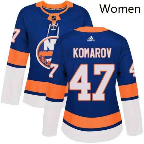 Womens Adidas New York Islanders 47 Leo Komarov Premier Royal Blue Home NHL Jersey